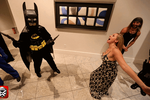 Lego Batman trying to baterang some boobs