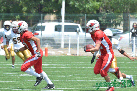 Fotografías por Sibrian Arciniega para Yarda35.com Arizona Cardinals acarreando el balón en la semifinal ONEFA Juvenil 2016