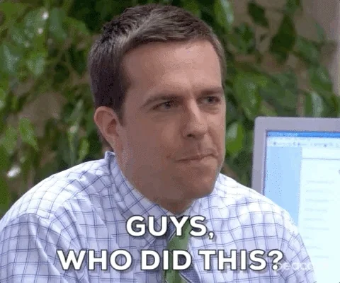 Andy a The Office-ból értetlenül kérdezi: Guys, who did this?
