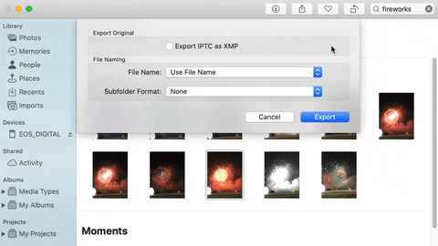 exporting apple photos projects