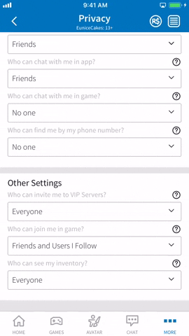 10 Roblox Settings You Need To Double Check To Safeguard Your - on who can view your kid s roblox inventory the setting for who can see my inventory can be found in the privacy page within the app s settings