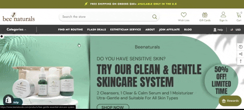 Bee Naturals Shopify skincare store