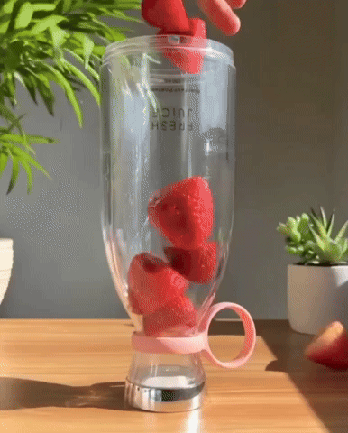 Animated GIF of a portable USB blender making a smoothie