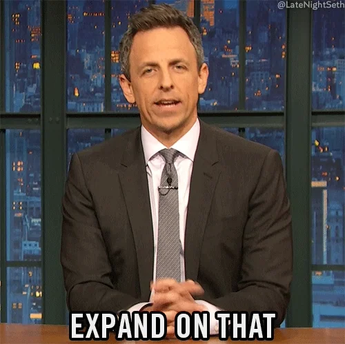 man saying &quot;expand on that&quot; 