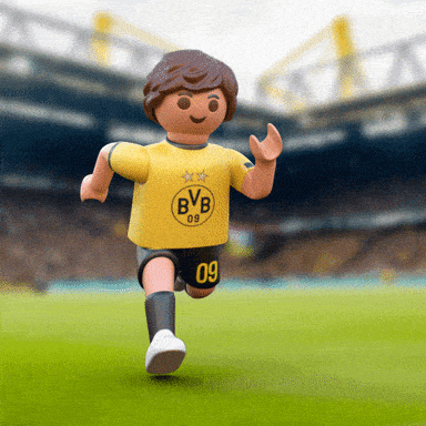 PLAYMOBIL toy figure celebrating a goal