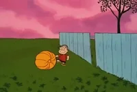 Linus rolls a pumpkin